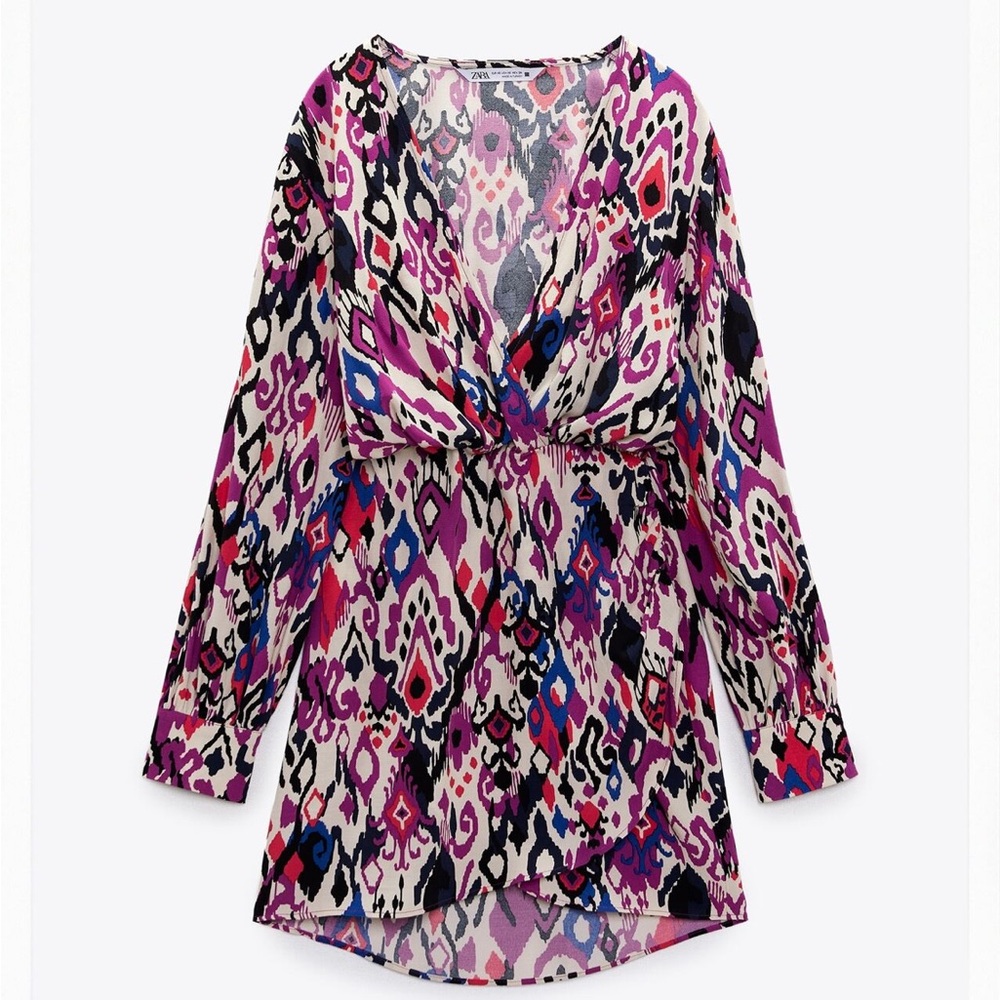 Colorful Long Sleeve Mini Dress